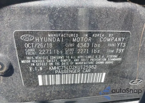 2019 Hyundai Ioniq Plug-In Hybrid Limited z USA, uszkodzony, nr VIN KMHC75LD2KU125982